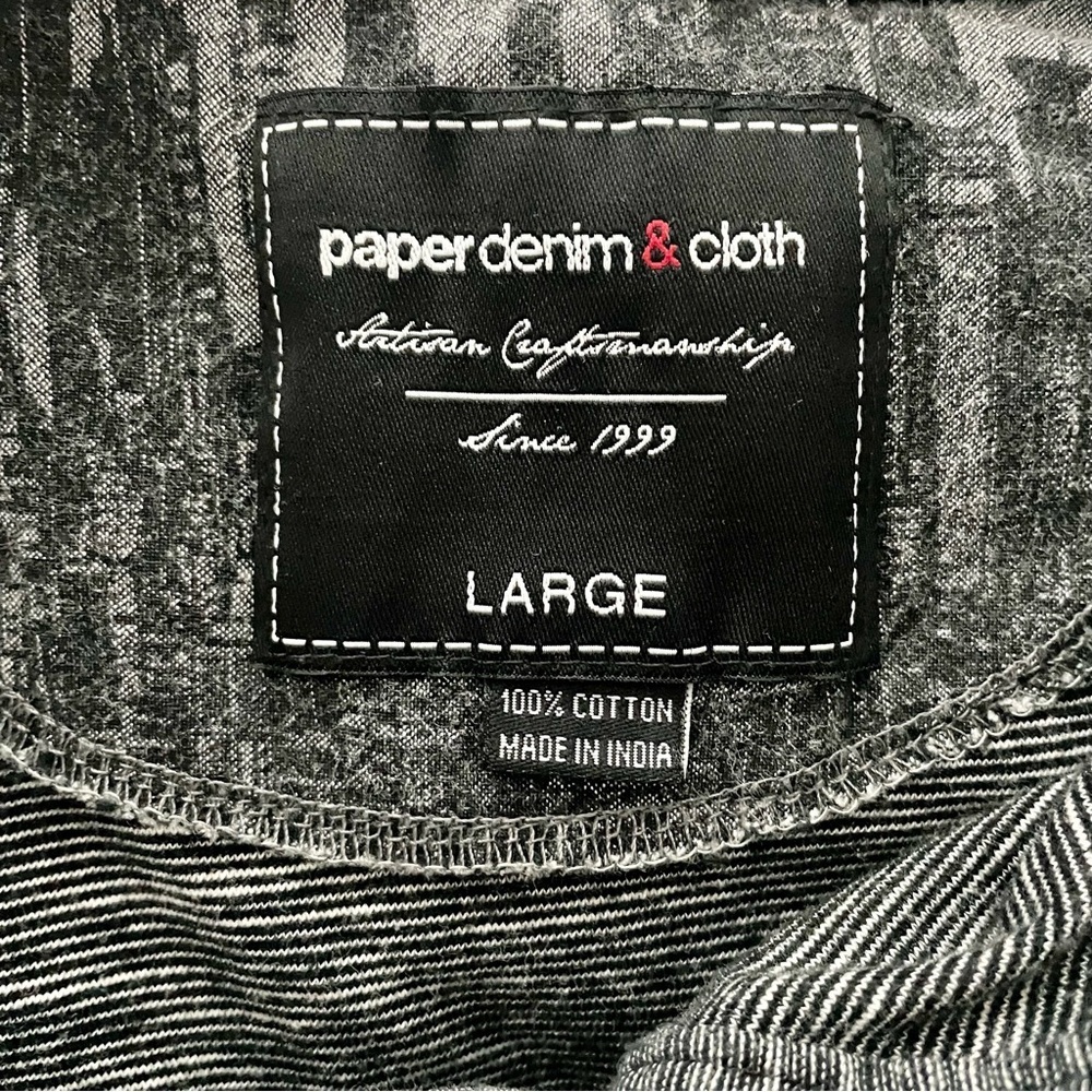 Paper Denim & Cloth Heathered Gray Short-Sleeve Henley Pocket Tee Men’s Size L - Picture 9 of 10